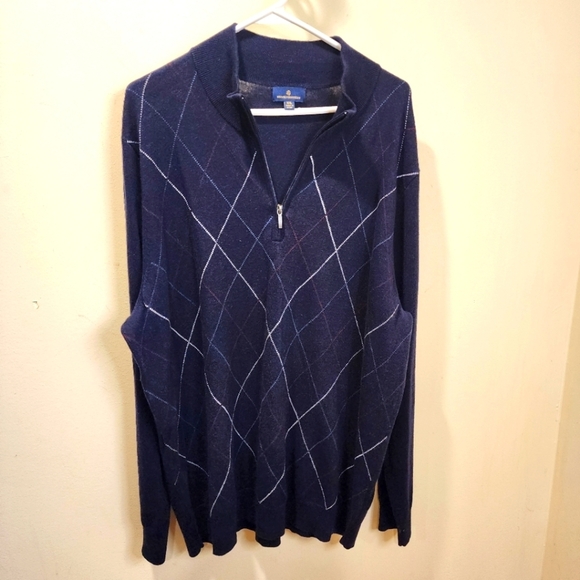 Brooks Brothers Vintage Men's Navy Blue Wool Blend quarter zip sweater size XXL - Picture 1 of 13
